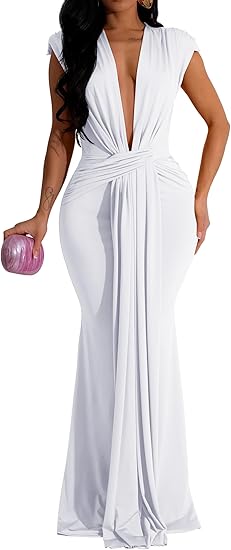 Women's Elegant Sleeveless Deep V Neck Bodycon Party Evening